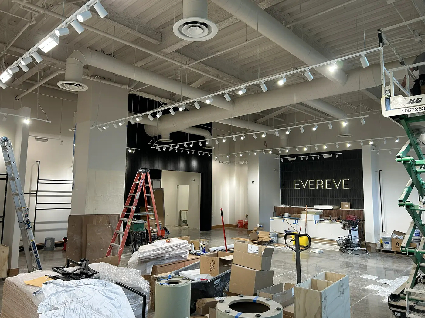 Commercial electrical installation and lighting project in progress inside a Utah retail space by Camson Electric