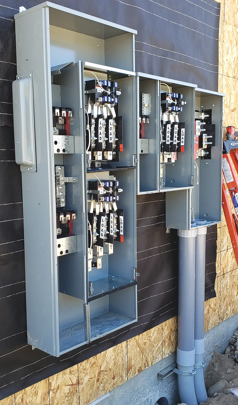 Commercial electrical service equipment installation by Camson Electric on a new construction project in Utah