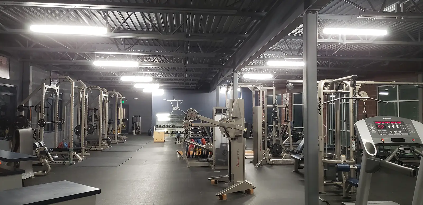 Commercial lighting installation inside a Utah gym by Camson Electric