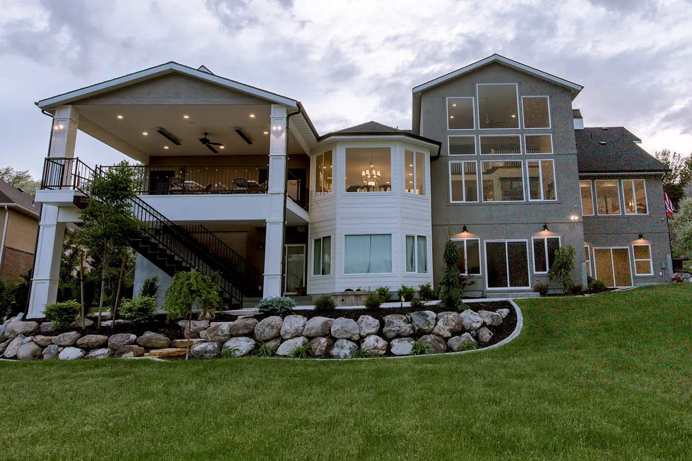 Custom home with interior and exterior lighting installed by Camson Electric in Utah