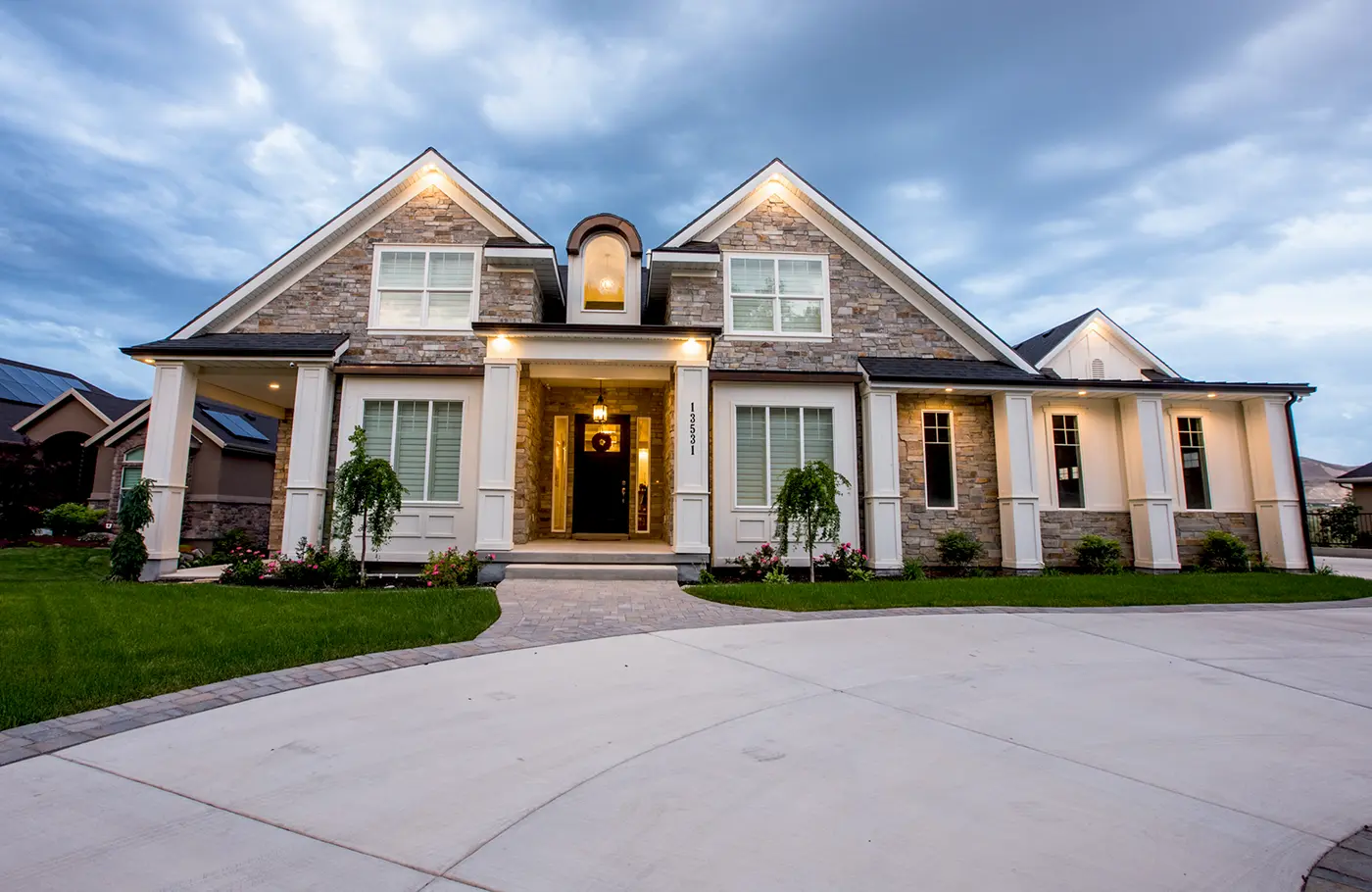 Custom home with interior and exterior lighting installed by Camson Electric in Utah