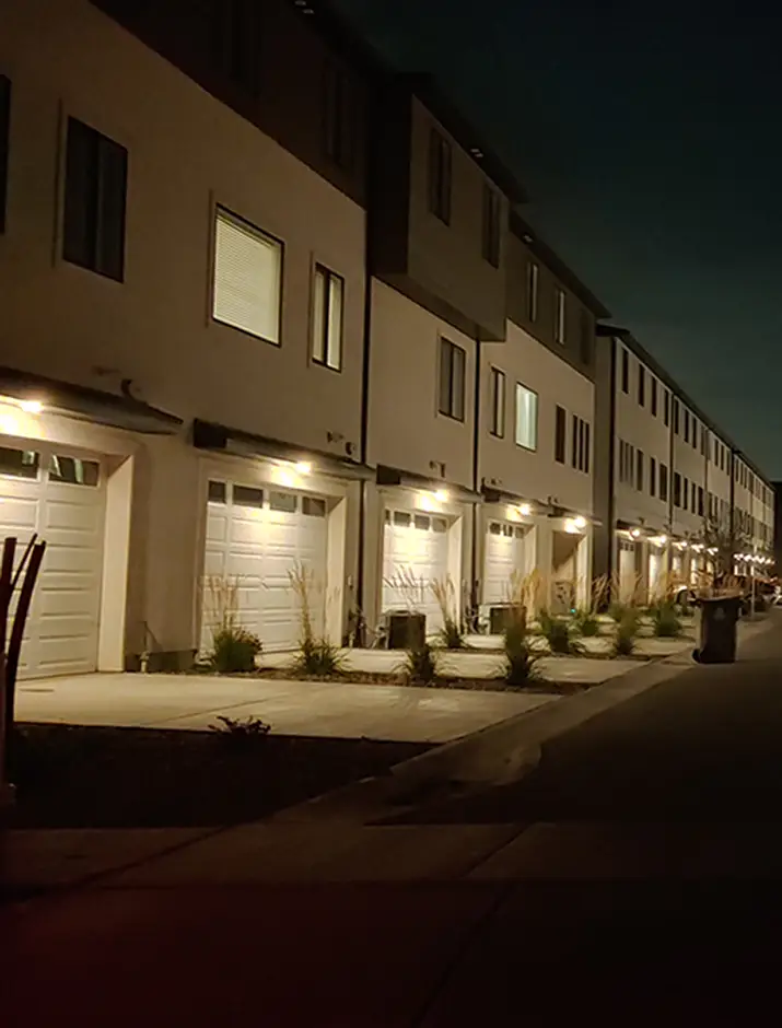 Exterior lighting installed on a multi-family housing community in Salt Lake City, Utah by Camson Electric